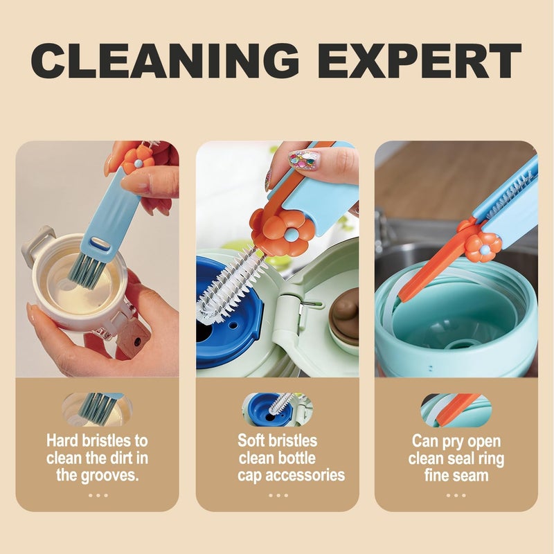 DWNDN 3 in 1 Cup Lid Gap Cleaning Brush Set, Bottle Cleaning Brush Multifunctional Bottle Cleaner Brush Home Kitchen Cleaning Tools, 6PCS - Image 2